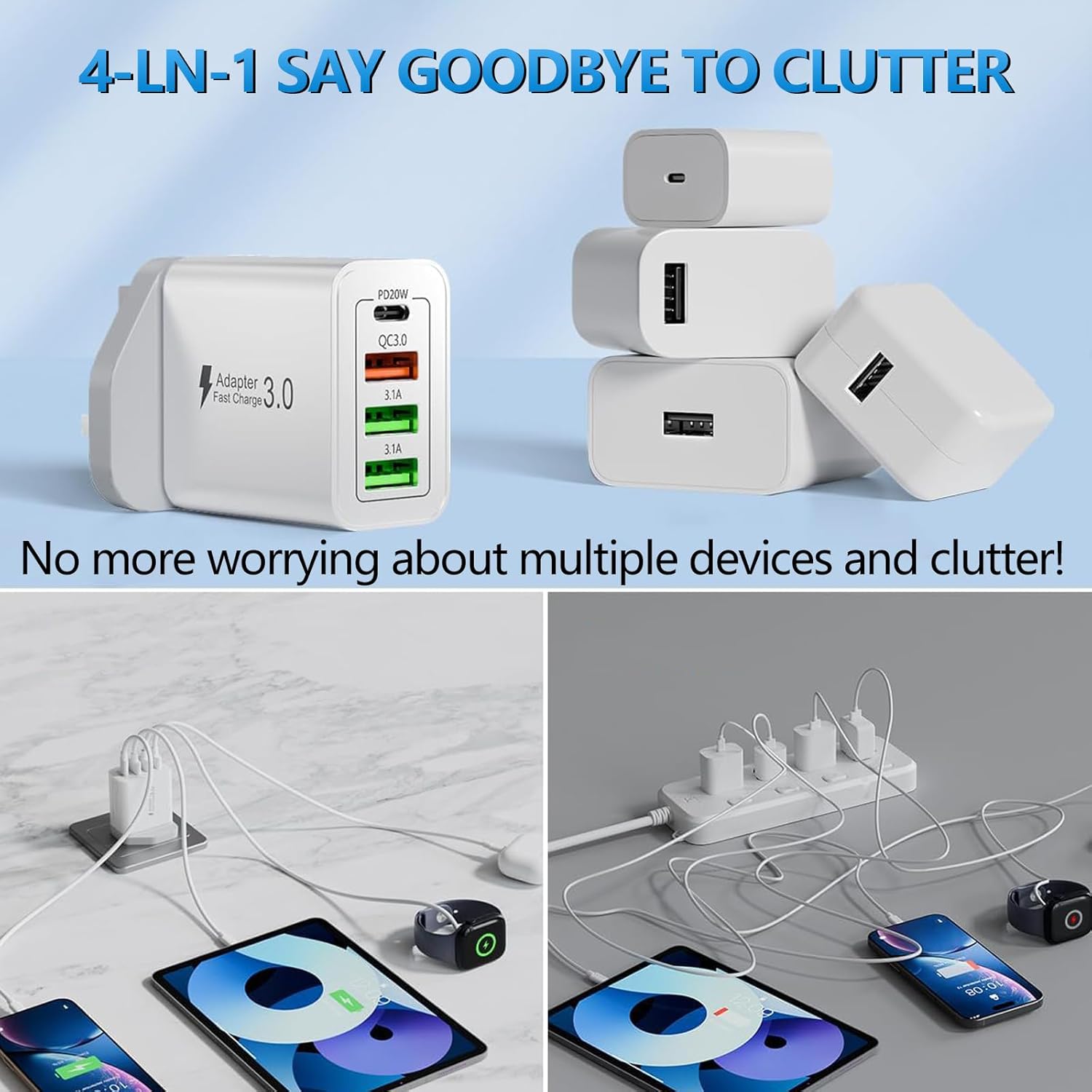 UK Plug 4-Port USB-A&USB-C Wal – Phone Accessories From China Bewertung und Preis