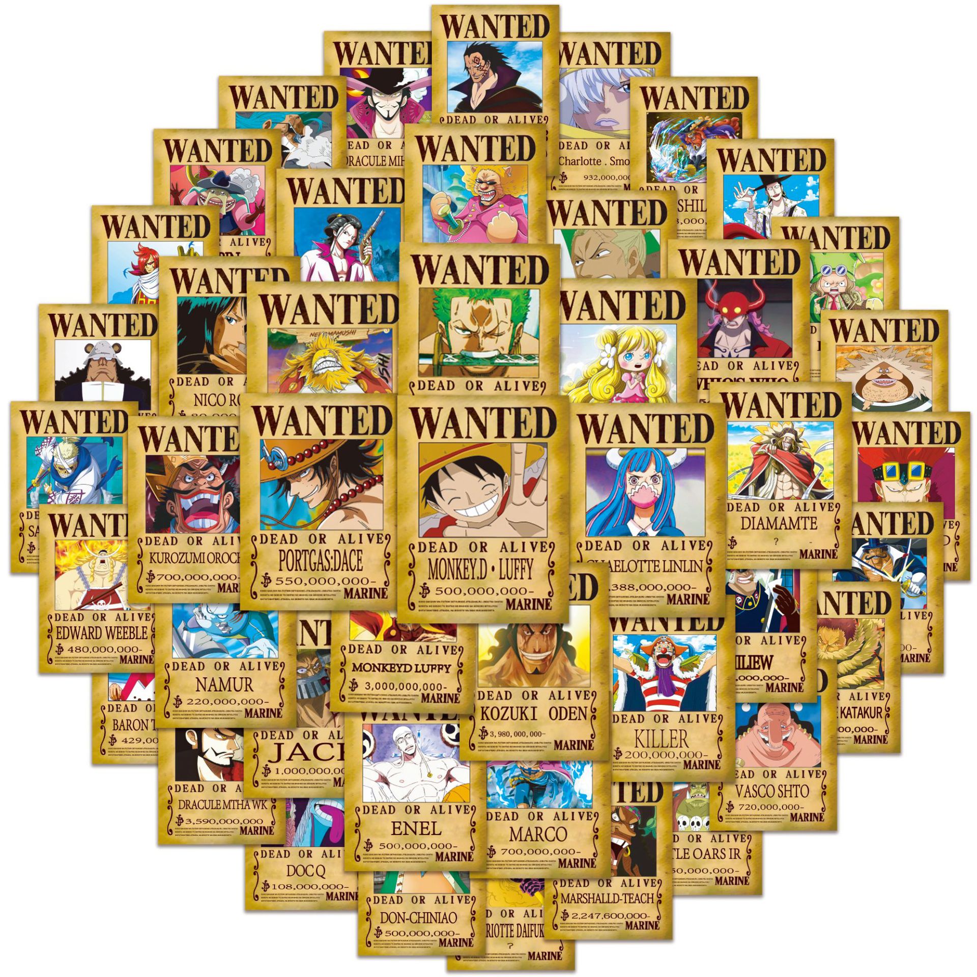 50pcs Anime ONE PIECE Wanted P – Phone Accessories Poster Bewertung und Preis