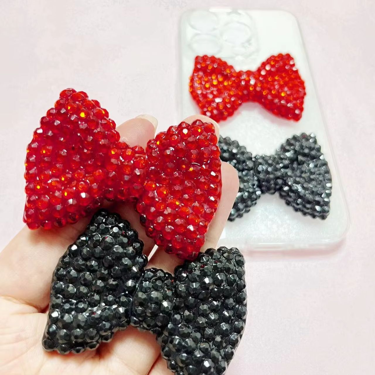 1Pcs Y2K Kawaii Bling Pink Bow – Phone Accessories Logo Design Bewertung und Preis